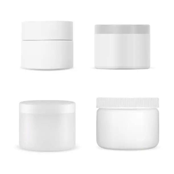 Vector illustration of Cream jar. White cosmetic cream container, vector