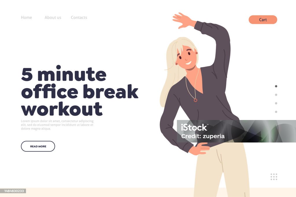 Work Training Session Break 5 Minute Office Break Workout Landing Page With Easy Warmup Exercise ...