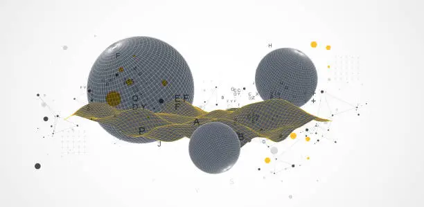 Vector illustration of Sphere  theme with connected lines in technology style background. Wireframe illustration.