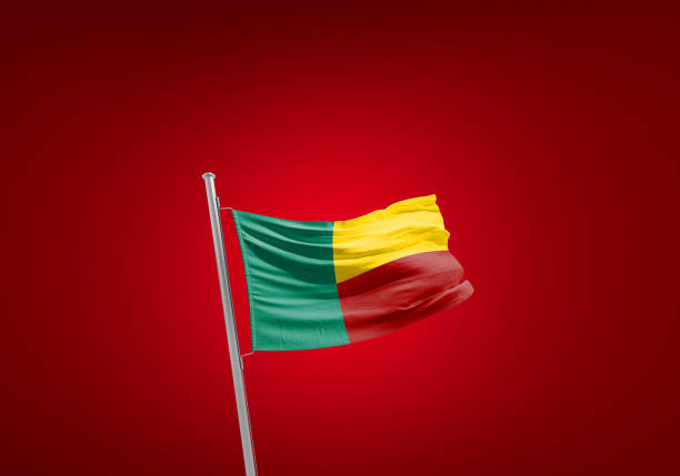 Benin national waving flag