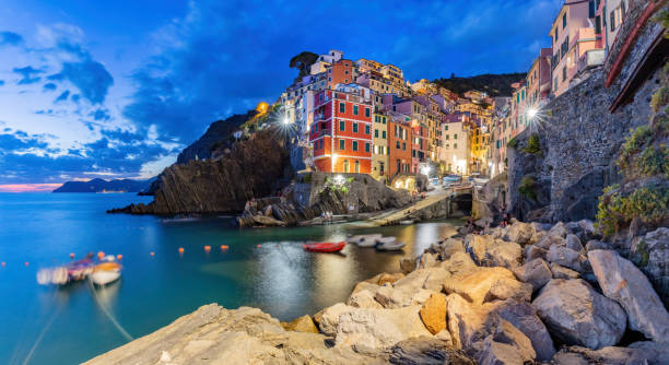 istock Riomaggiore in Cinque Terre, Italy panorama at night 1484832833