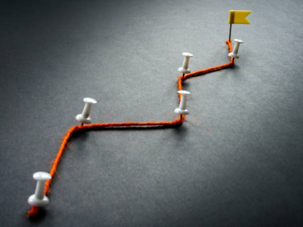 istock A chart in the form of a thread and pins. Business growth concept. 1484835088