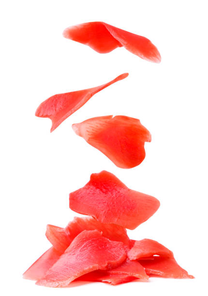 istock Pickled ginger falls on a pile on a white background. Isolated 1484838958