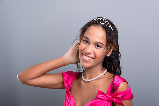 Young beautiful black woman with long hair