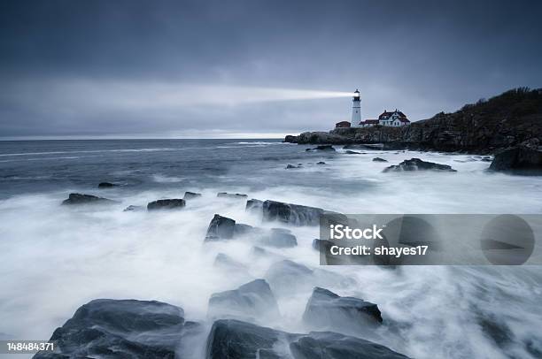 Dark Seas Lighthouse Stock Photo - Download Image Now - Lighthouse, Storm, Sea