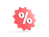 Percent icon, price tag, sticker or badge. Sale, discount and promotion design element