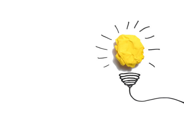 istock Creative idea, Inspiration, New idea and Innovation concept with Crumpled Paper light bulb on white background. 1484844309