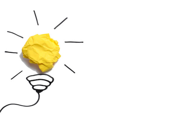 istock Creative idea, Inspiration, New idea and Innovation concept with Crumpled Paper light bulb on white background. 1484844655