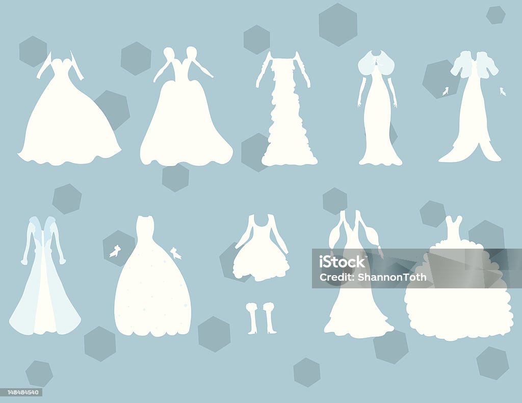 Winter Wedding Dresses A fun arrangement of winter style wedding dresses.  Bride stock vector