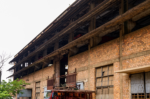An old red brick building production workshop and factory building
