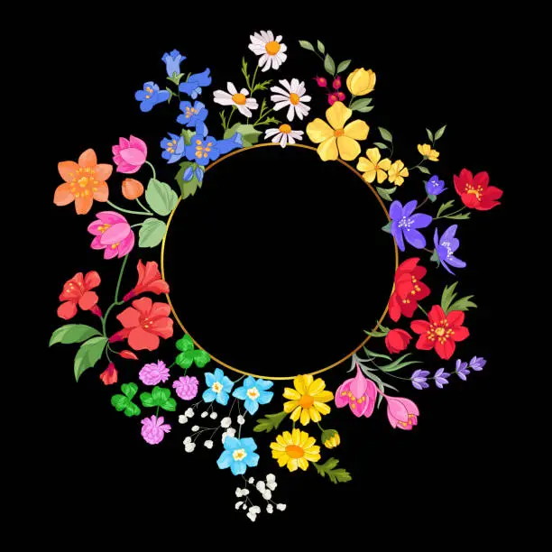 Vector illustration of Floral Spring Wreath