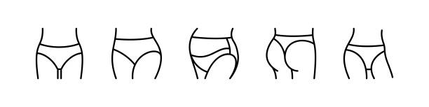 stockillustraties, clipart, cartoons en iconen met women's panties icons set. slips are presented, for pregnant women, thongs, classic, with high neckline. - damesonderbroek