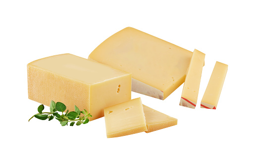 cheese Parmigiano-Reggiano or Parmesan cut out isolated on white background have clipping path