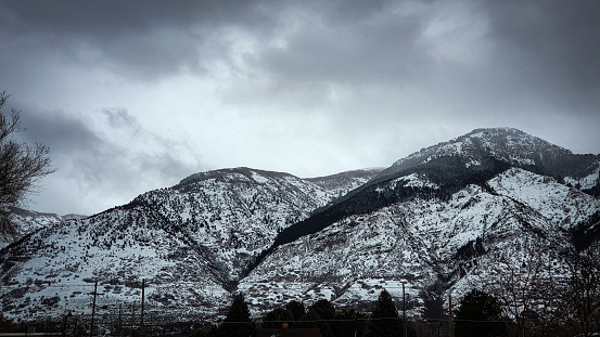 Ogden's snow covered mountain mid winter