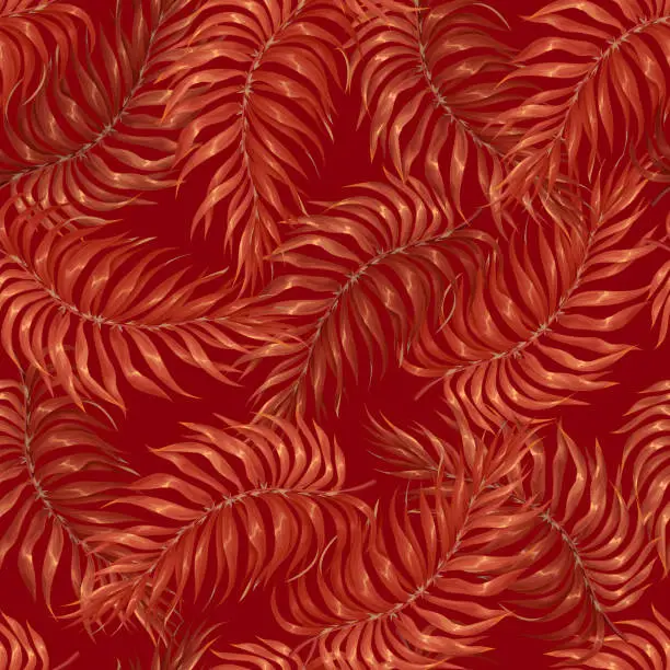 Vector illustration of Seamless pattern with  palm leaves. Vector.