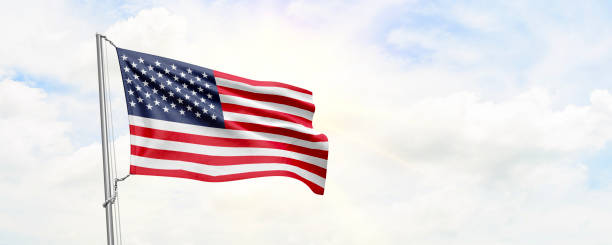 istock United States flag waving on sky background. 3D Rendering 1484852141