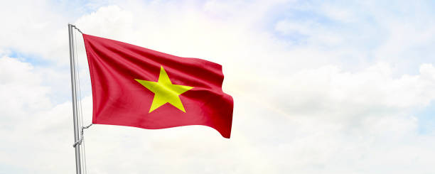 istock Vietnam flag waving on sky background. 3D Rendering 1484852298
