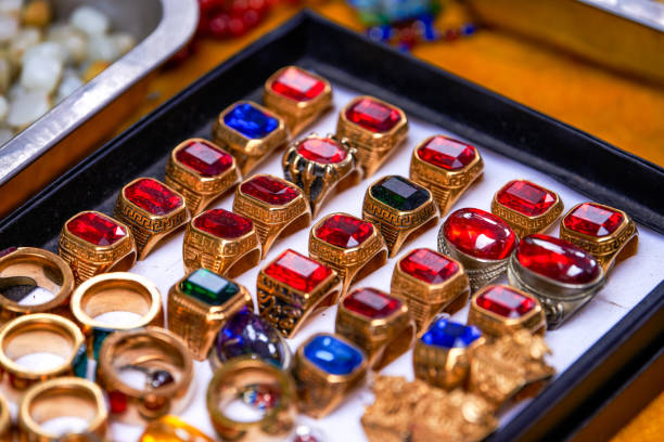 Various gemstone rings for sale in the market