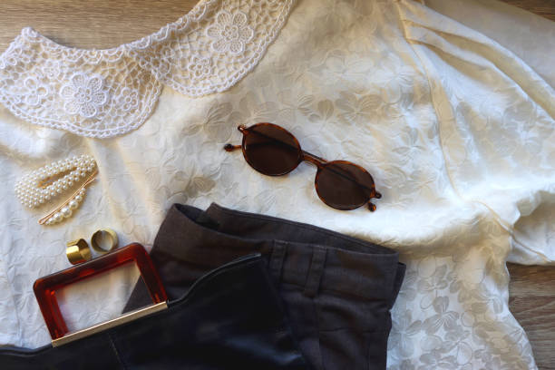 istock Vintage Blouse, Gray Trousers and Accessories 1484853127
