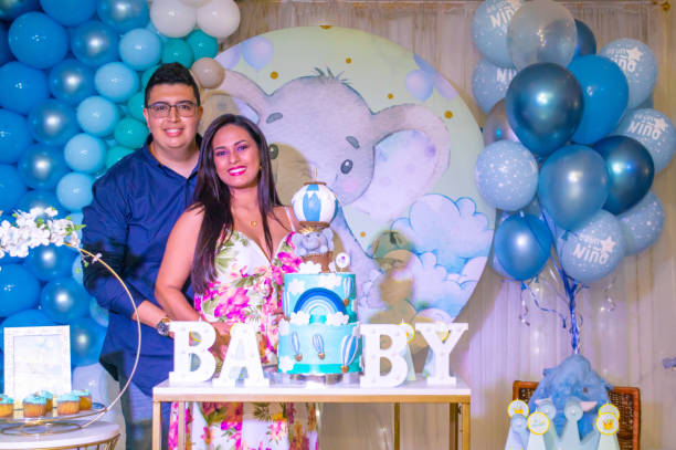 istock Dads at baby shower celebration 1484853213
