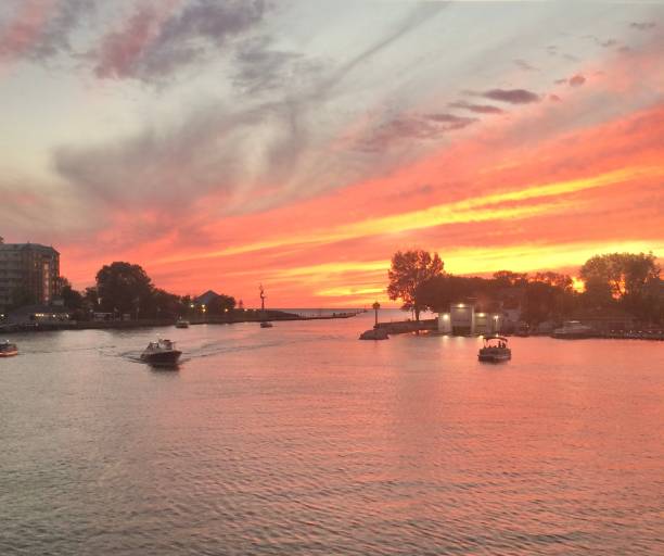 istock Boat at Sunset in St Joseph Michigan 1484854450