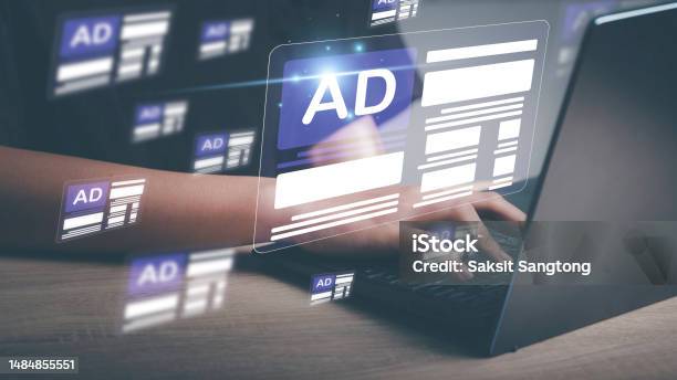 Online Programmatic Advertising In Feed On Computer Screen Optimize Advertisement Target Optimize Click Through Rate And Conversion Ads Dashboard Digital Marketing Strategy Analysis For Branding Stock Photo - Download Image Now