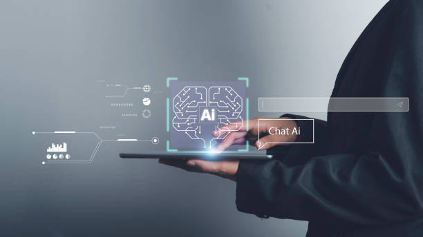istock Chat with Ai or Artificial Intelligence tech concept. Businessman show virtual AI brain smart technology deep learning Neural networks to understand, respond to user inputs future technology. 1484858565