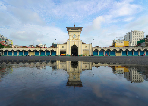 Ben Thanh market reflection after the rain - Ho Chi Minh city, south Vietnam