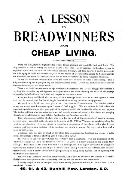 istock 19th c advertisments Dr Tibble's Vi-Cocoa  ;Pearson's magazine 1898 1484862317