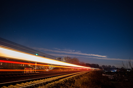 Train to Worcester, light trails