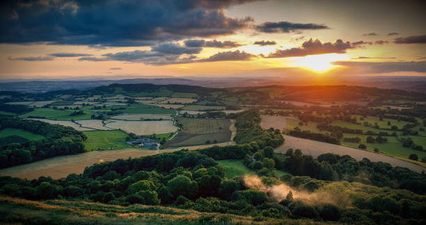 istock Sunset over Herefordshire from British Camp, Malvern Hills 1484862867