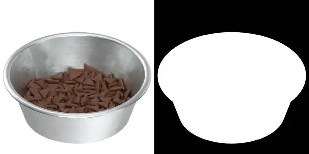 3D rendering illustration of a dog bowl with food
