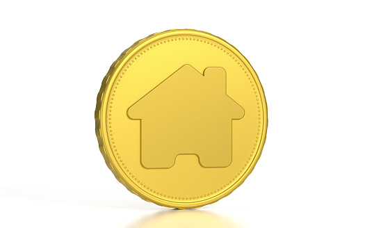 Home icon Gold Coin On White Background