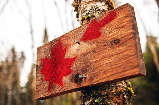 Sign points to maple syrup farm.