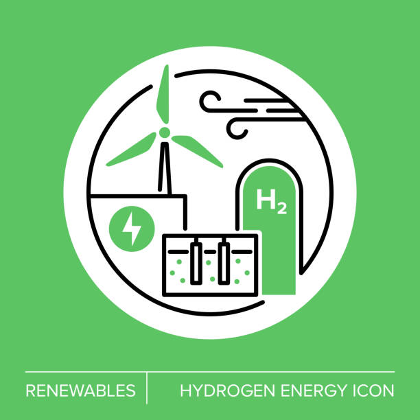 Renewables -Hydrogen Energy Icon - ilustração de arte vetorial