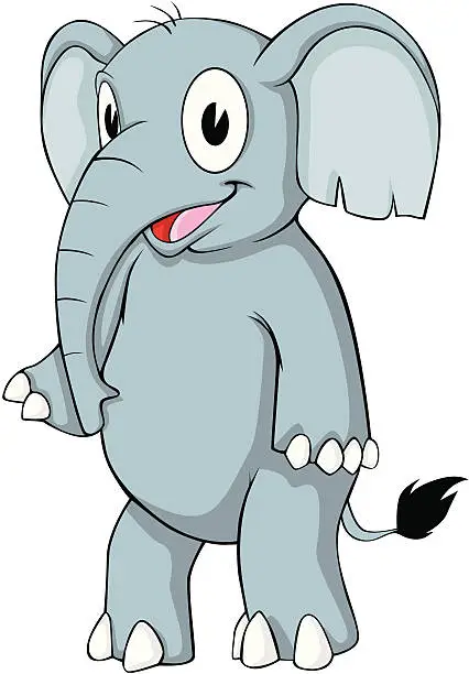 Vector illustration of Happy Elephant Cartoon