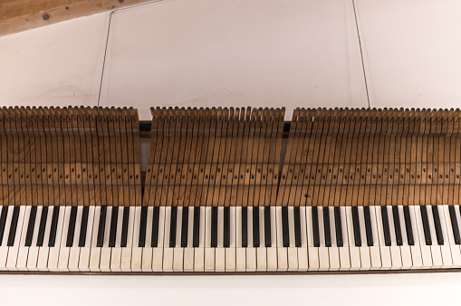 Piano Keys Waving in the Air. 3D Render