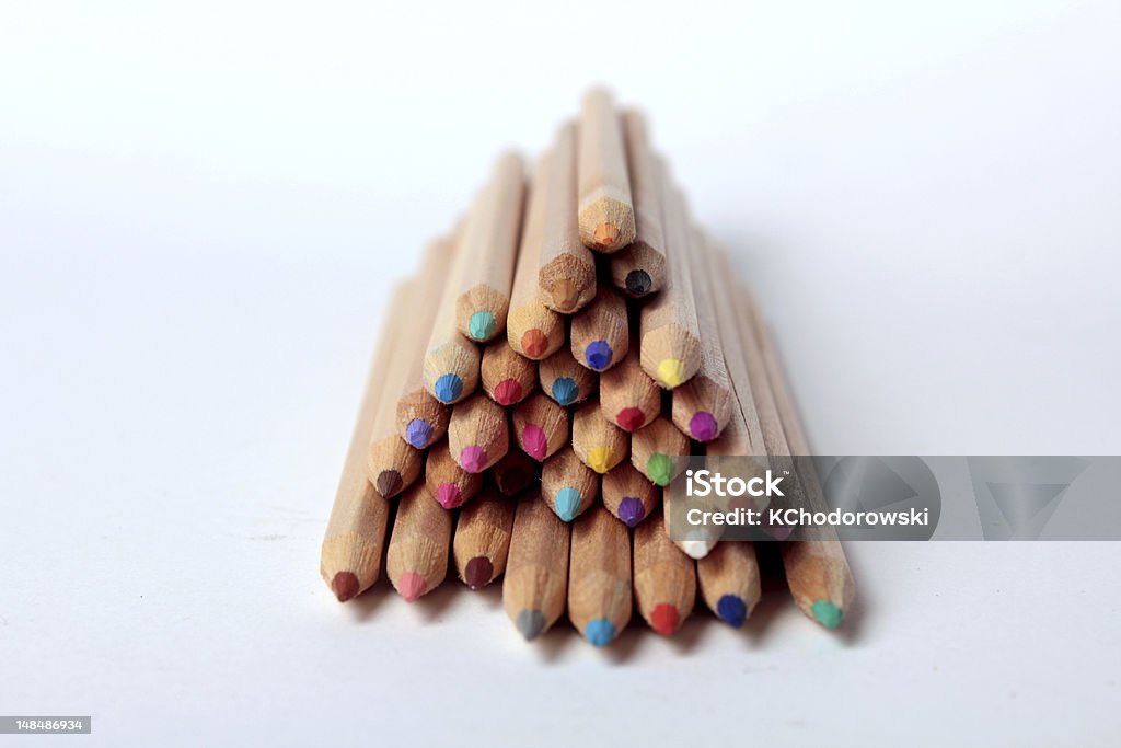 Multicolored pencils isolated Multicolored pencils against white background Arrangement Stock Photo