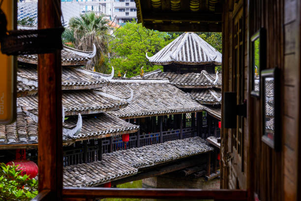 istock Zhuang ethnic architecture in Guangxi, China, Wind and Rain Bridge 1484869452