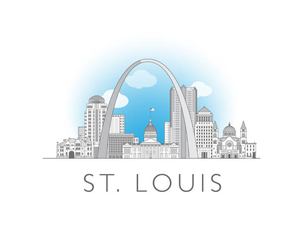 St Louis city Missouri cityscape line art style vector illustration St Louis city Missouri cityscape line art style vector illustration st louis skyline stock illustrations