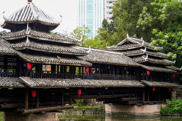 istock Zhuang ethnic architecture in Guangxi, China, Wind and Rain Bridge 1484871296