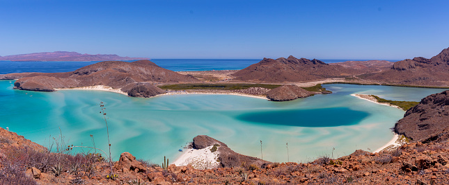 Panoramic view of Balandra beach in Baja California Sur in Mexico