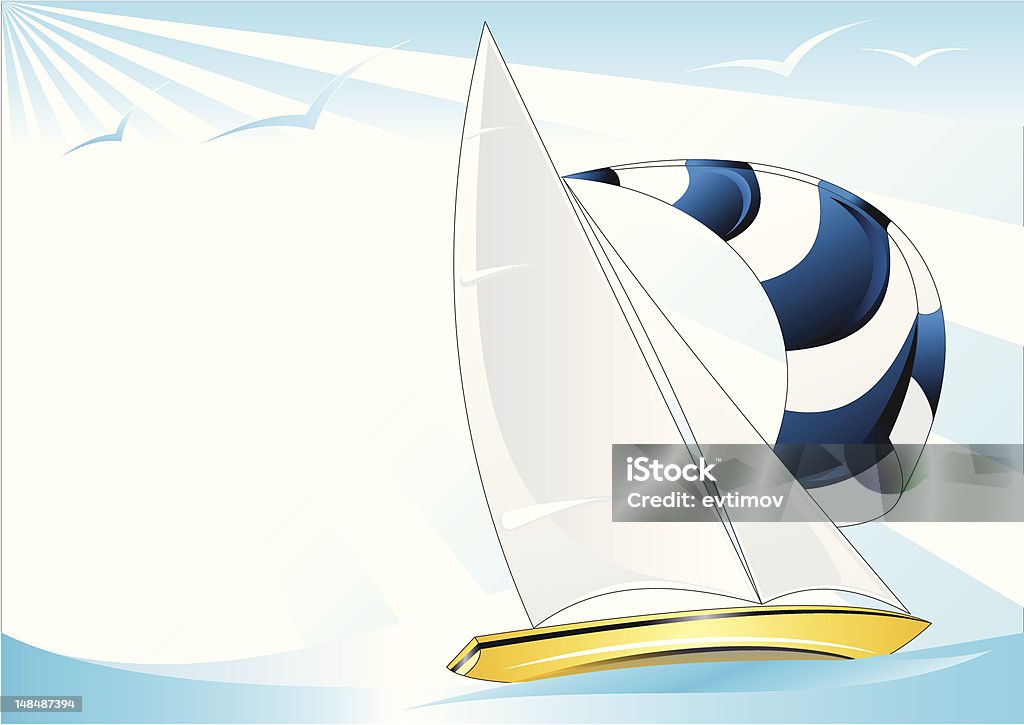 yacht voile dans l'océan - clipart vectoriel de Canal - Eau vive libre de droits