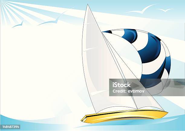 Yacht Voile Dans Locéan Vecteurs libres de droits et plus d'images vectorielles de Canal - Eau vive - Canal - Eau vive, Ciel, Destination de voyage