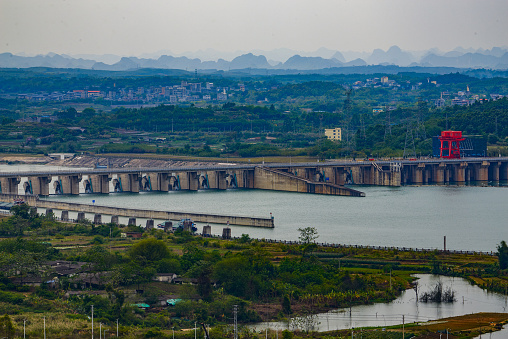 Laokou Water Control Project, Dam and Locks in Nanning, Guangxi, China