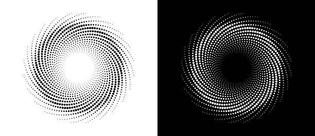 latar belakang abstrak modern. titik-titik halftone dalam bentuk lingkaran. logo bulat. bingkai putus-putus vektor. elemen atau ikon desain. titik hitam pada latar belakang putih dan titik putih di sisi hitam. - tato kegiatan ilustrasi stok