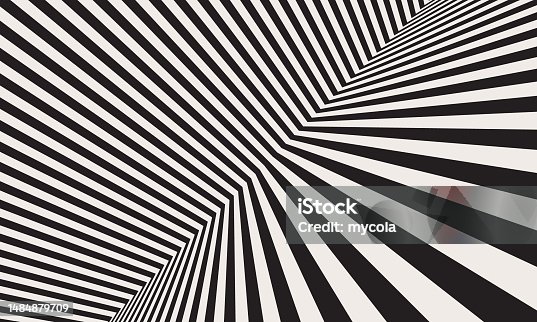 istock Black and white abstract art background with diagonal lines. Striped optical illusion. 1484879709