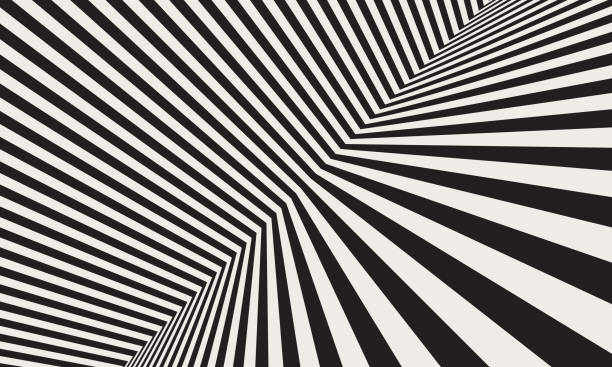 Black and white abstract art background with diagonal lines. Striped optical illusion. Black and white abstract art background with diagonal lines. Striped optical illusion. moving optical illusions stock illustrations