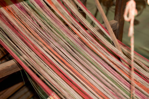 Traditional shabby vintage loom closeup