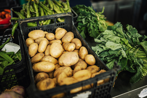 Potatoes at a vegetable market